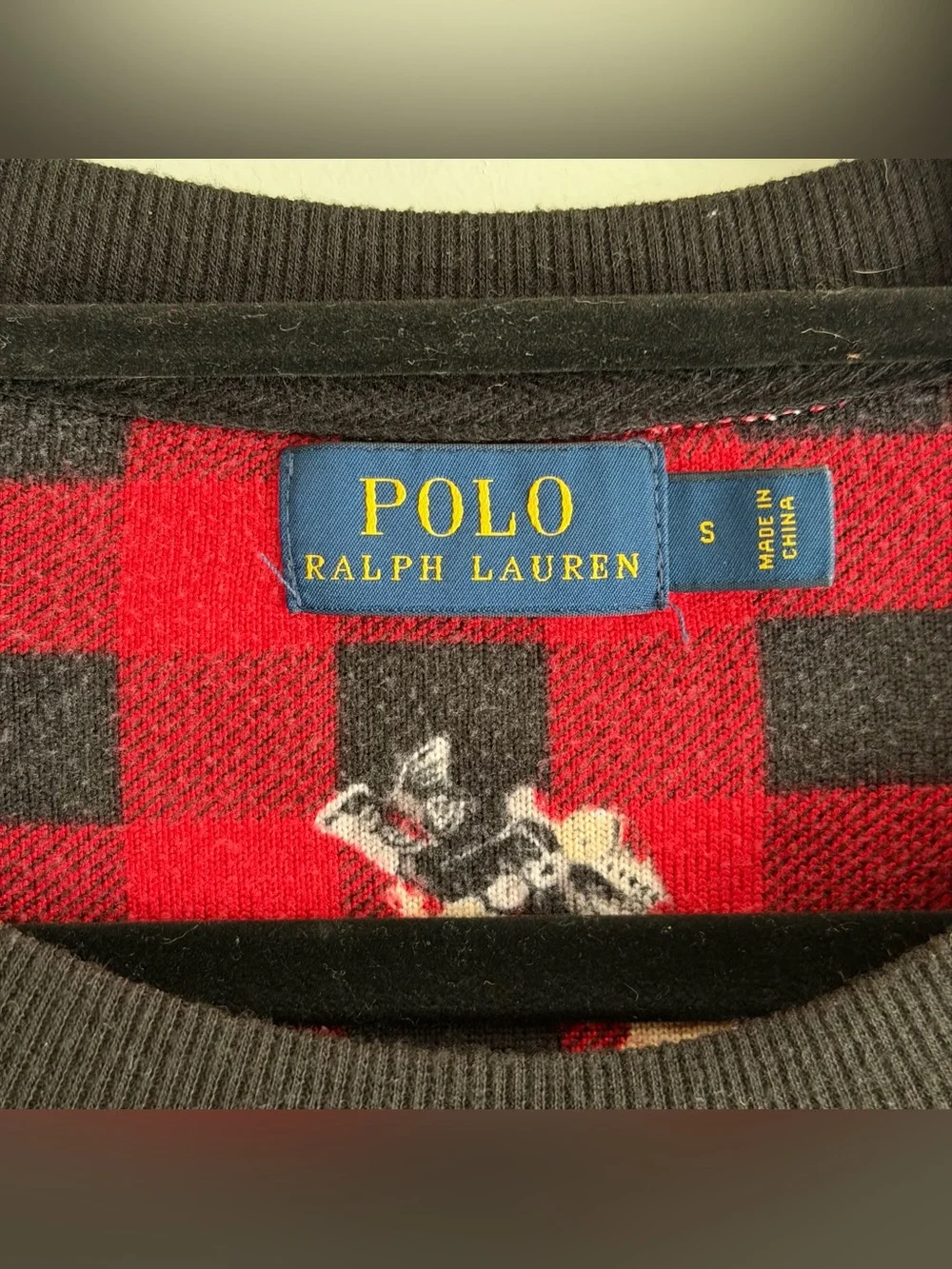 Polo Ralph Lauren Red & Black Plaid Bear Long Sleeve Pajama Shirt